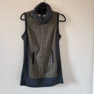 MPG Women’s Trimex Tunic Medium Quilted Turtleneck Olive Green Gray Outdoors